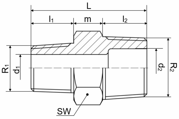 6-kt. Reduziernippel ISO4144 – Bild 2